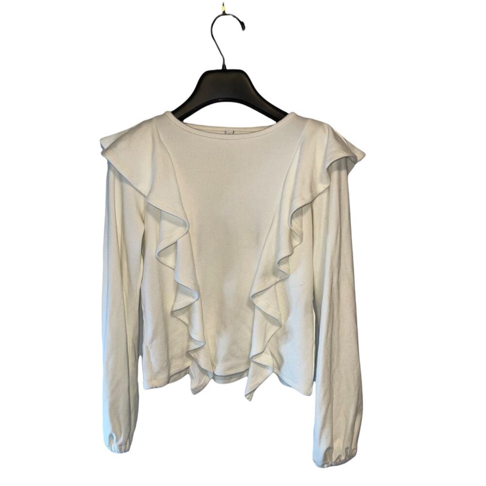 Rachel Pally Revolve Long Sleeve Top with Ruffle details White Color Size Small